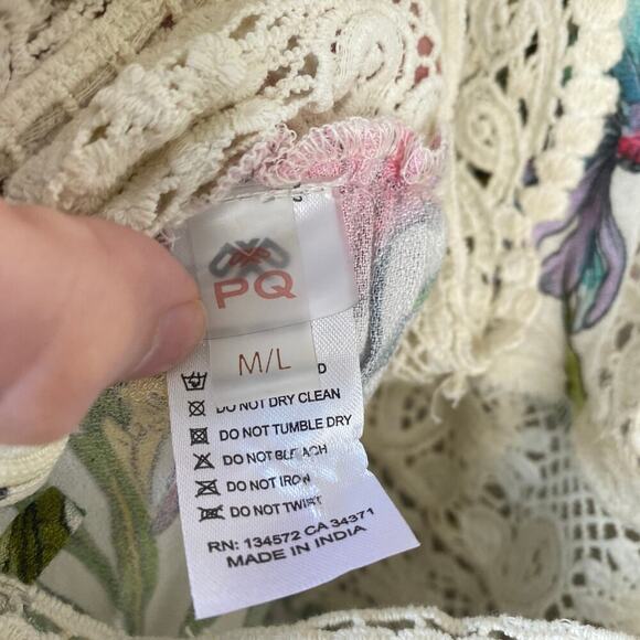 PQ SWIM Shea Long Dress in Wild Bloom Maxi Floral Lace Size Medium Large Beach - Picture 10 of 10